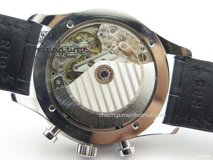 MIROTIME 0104 Unique Portuguese 40mm Chrono SS Map Dial on Black Leather Strap A 7393